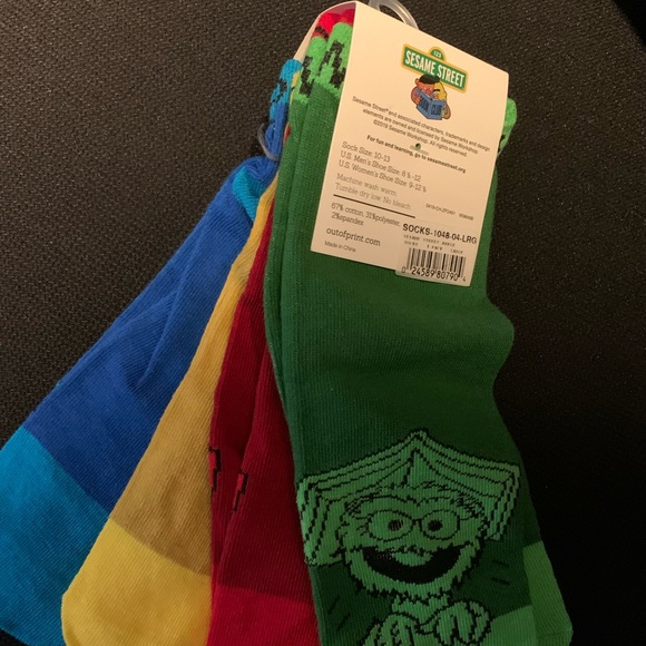 SESAME STREET ANKLE SOCKS 10-13 4 PAIR 4-PACK - Picture 3 of 6